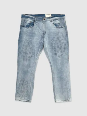 EVO-330096X-B&T Logo Embossed Denim Jeans