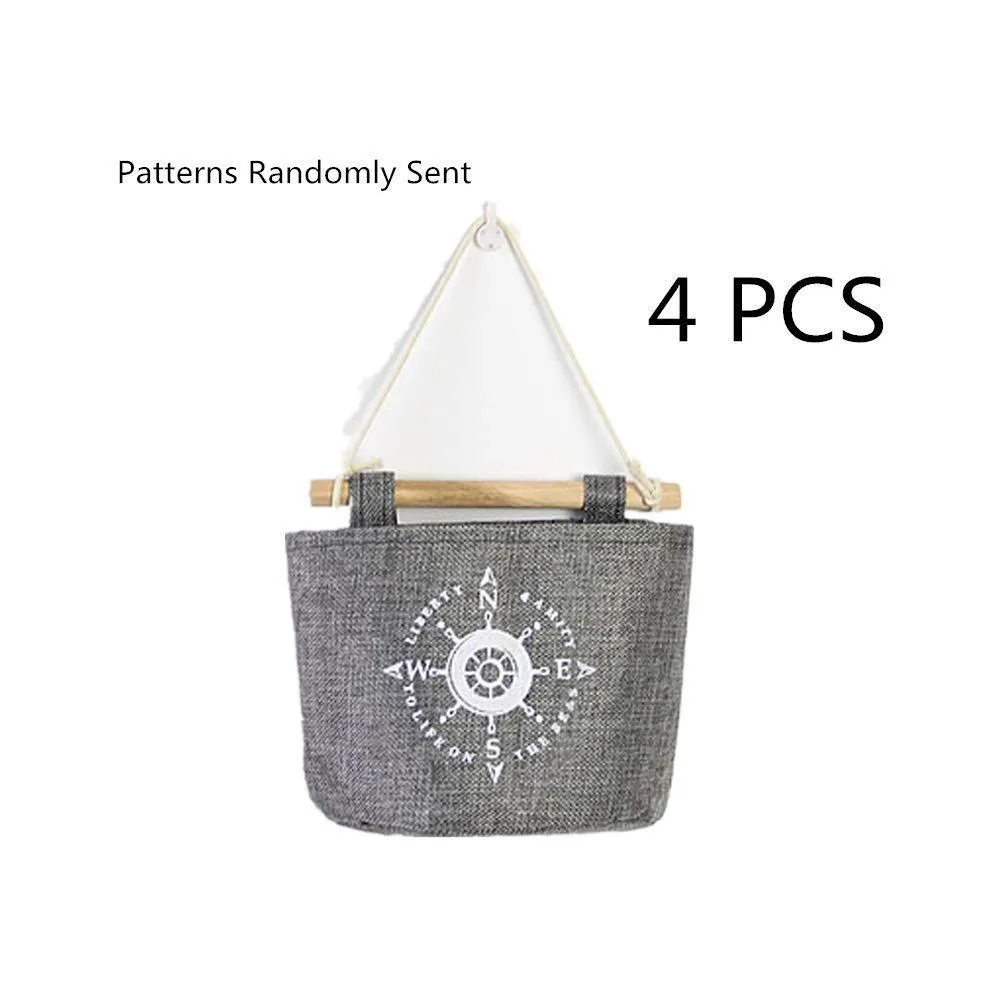 Fellibay Storage Basket Collapsible Linen Storage Bag Wall Hanging Basket Storage Bags Over Door Hanging Organizer Home Closet Wall Door Hanging Bag for Bedroom, Kitchen, Bathroom(4Pack)