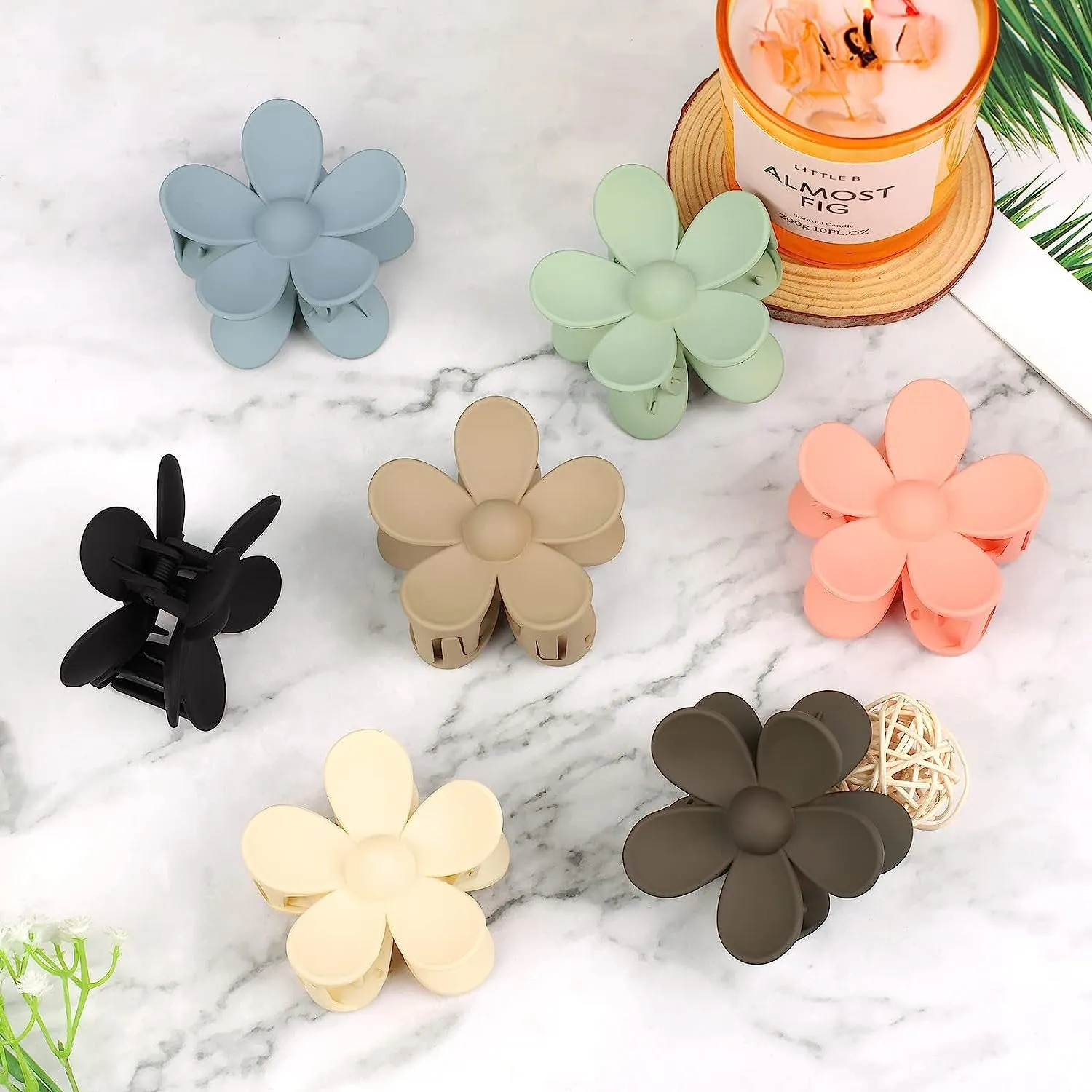 Flower Claw Clip 7 PCS Claw Clips, Hair Clips for Women Non Slip, Claw Clips for Thick Hair Women Girls Gifts, 7 Colors