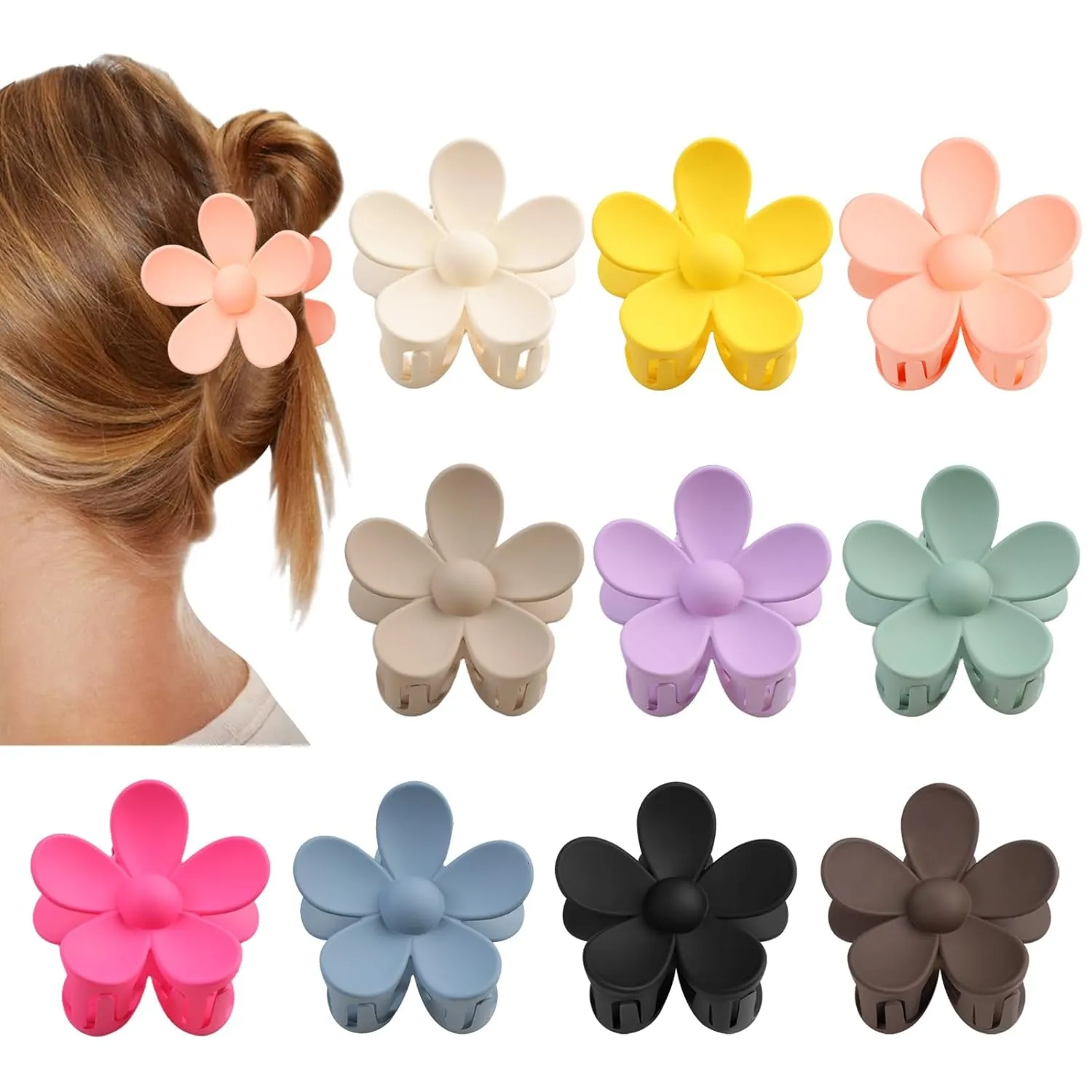 Flower Claw Clip 7 PCS Claw Clips, Hair Clips for Women Non Slip, Claw Clips for Thick Hair Women Girls Gifts, 7 Colors