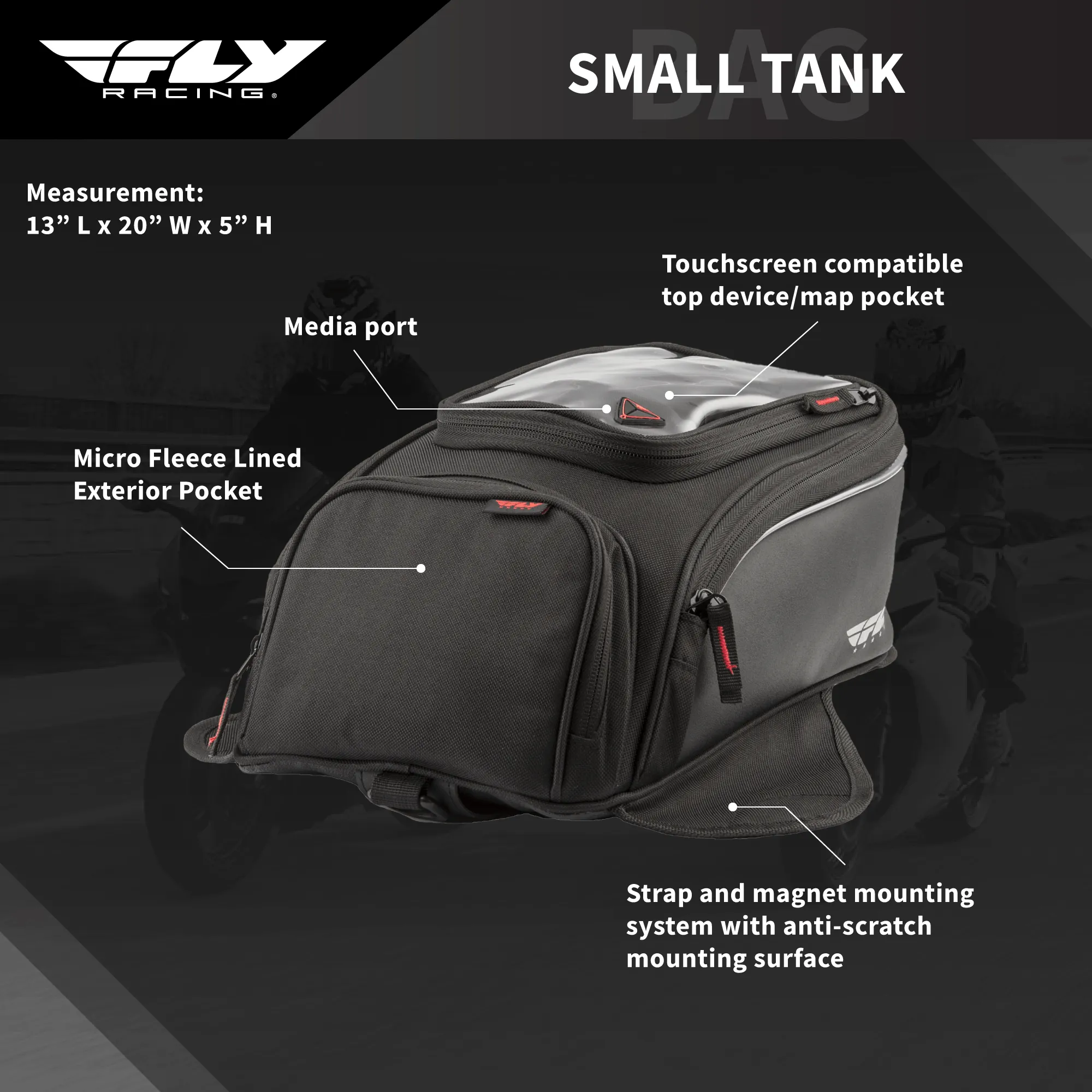 FLY RACING #6245 479-10~300 Small Tank Bag