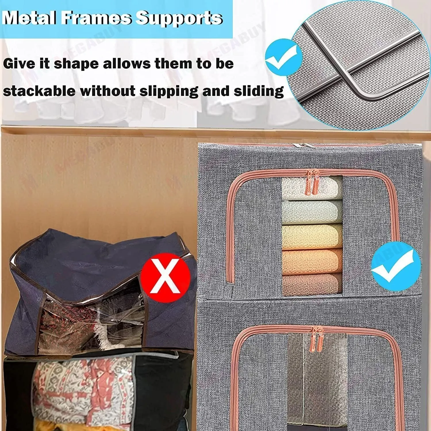 Foldable Storage Box Steel Frame * 2 Sizes