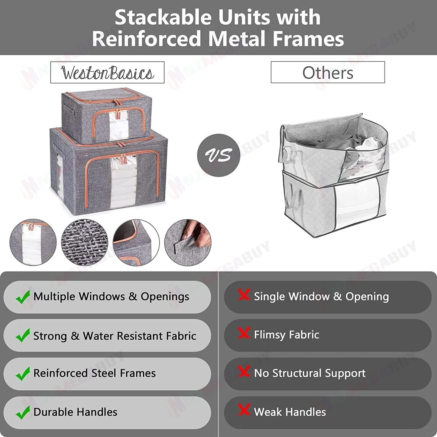 Foldable Storage Box Steel Frame * 2 Sizes