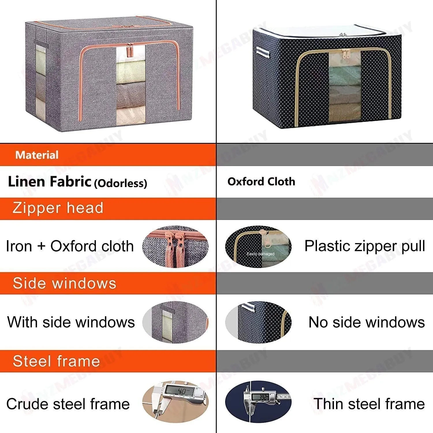 Foldable Storage Box Steel Frame * 2 Sizes