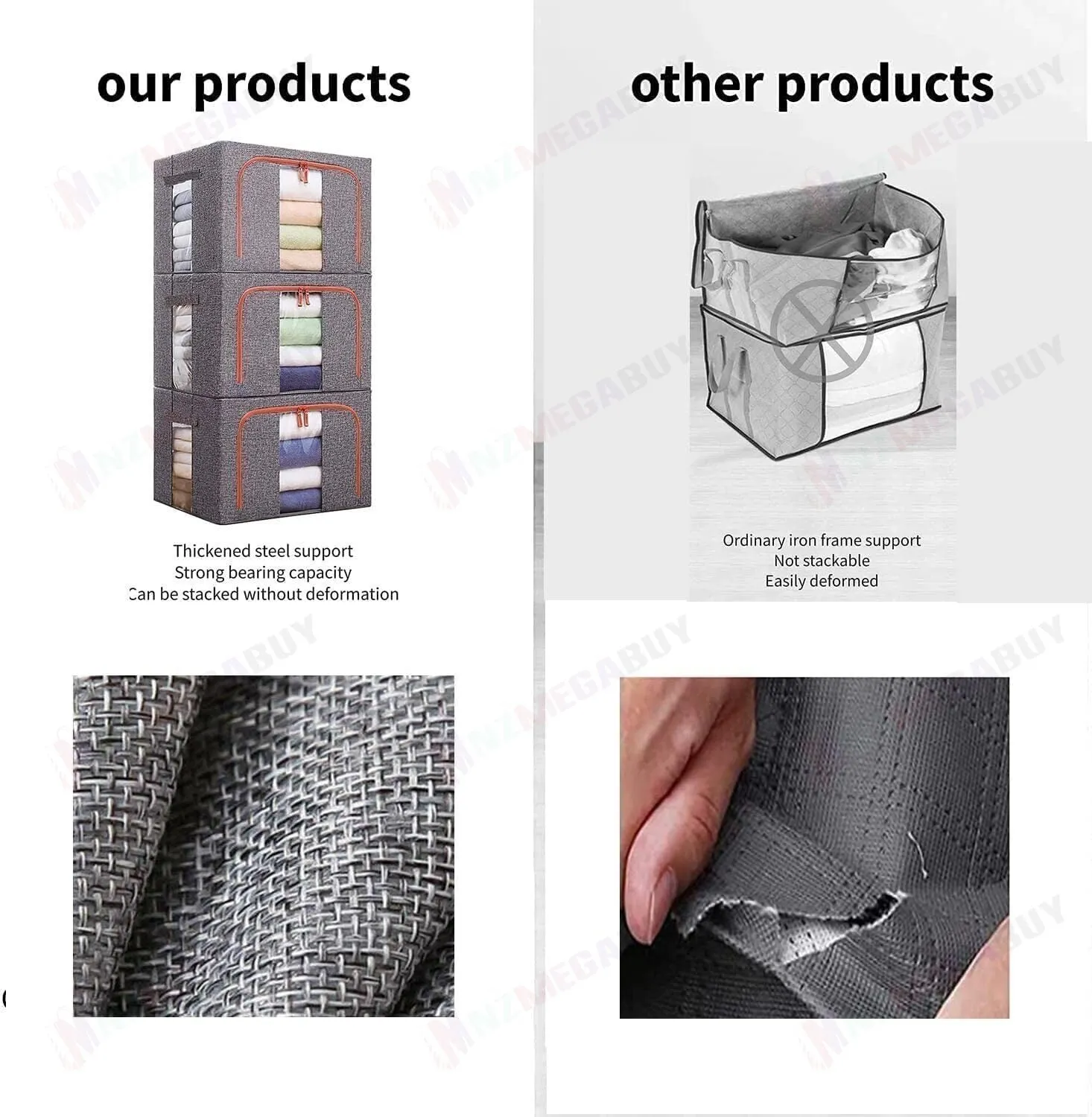Foldable Storage Box Steel Frame * 2 Sizes
