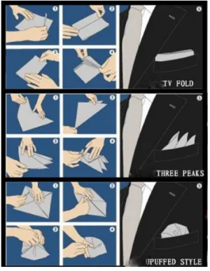 FOLDING ILLUSTRATION- POCKET SQUARE SILK  *****NOT FOR SALE