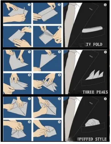 FOLDING ILLUSTRATION- POCKET SQUARE SILK  *****NOT FOR SALE