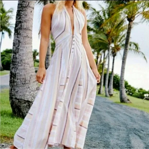Free People Unforgettable Convertible Stripe Skirt Dress Size M EUC