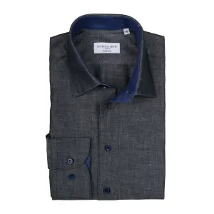 Gary Shirt Cotton Linen - Dark Grey