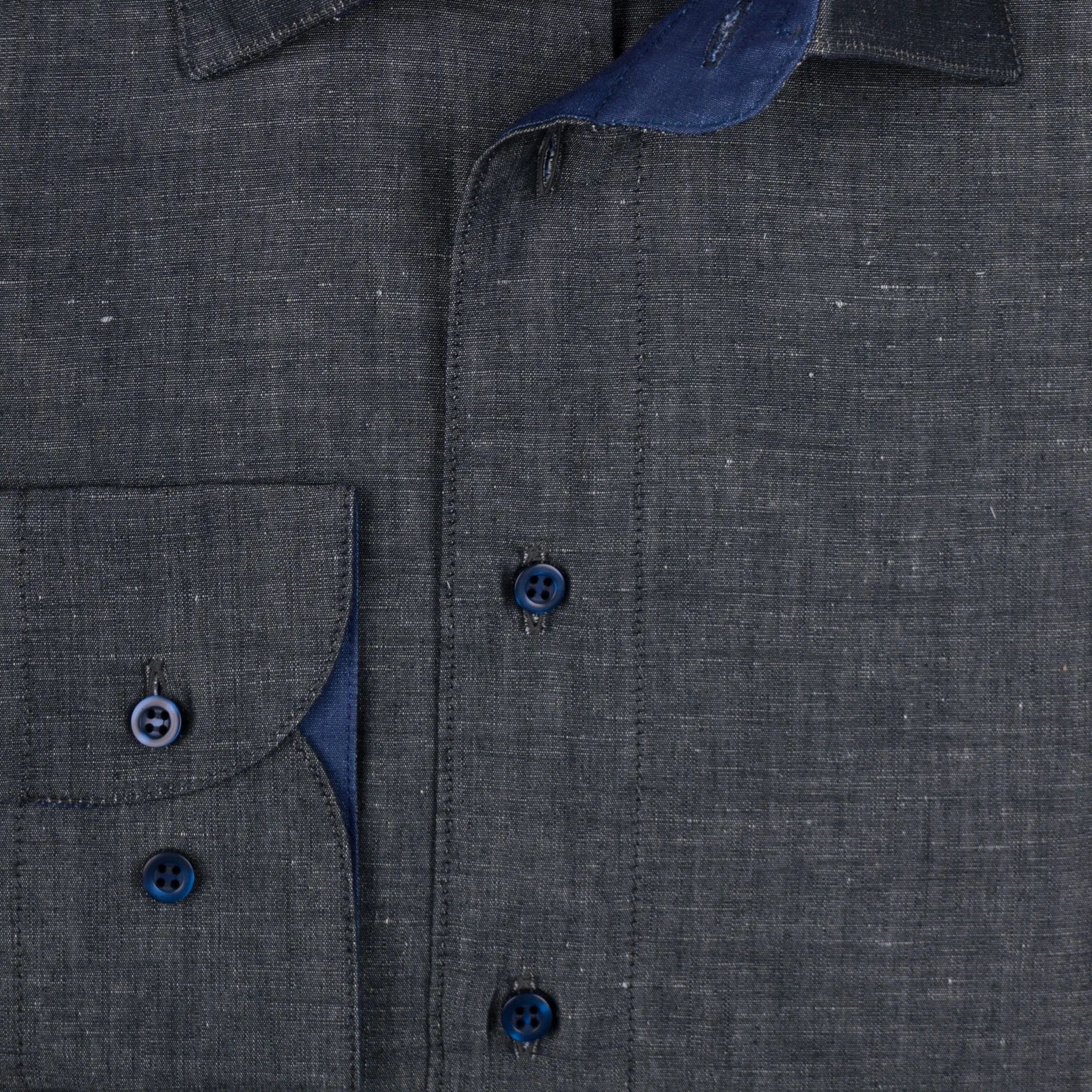 Gary Shirt Cotton Linen - Dark Grey