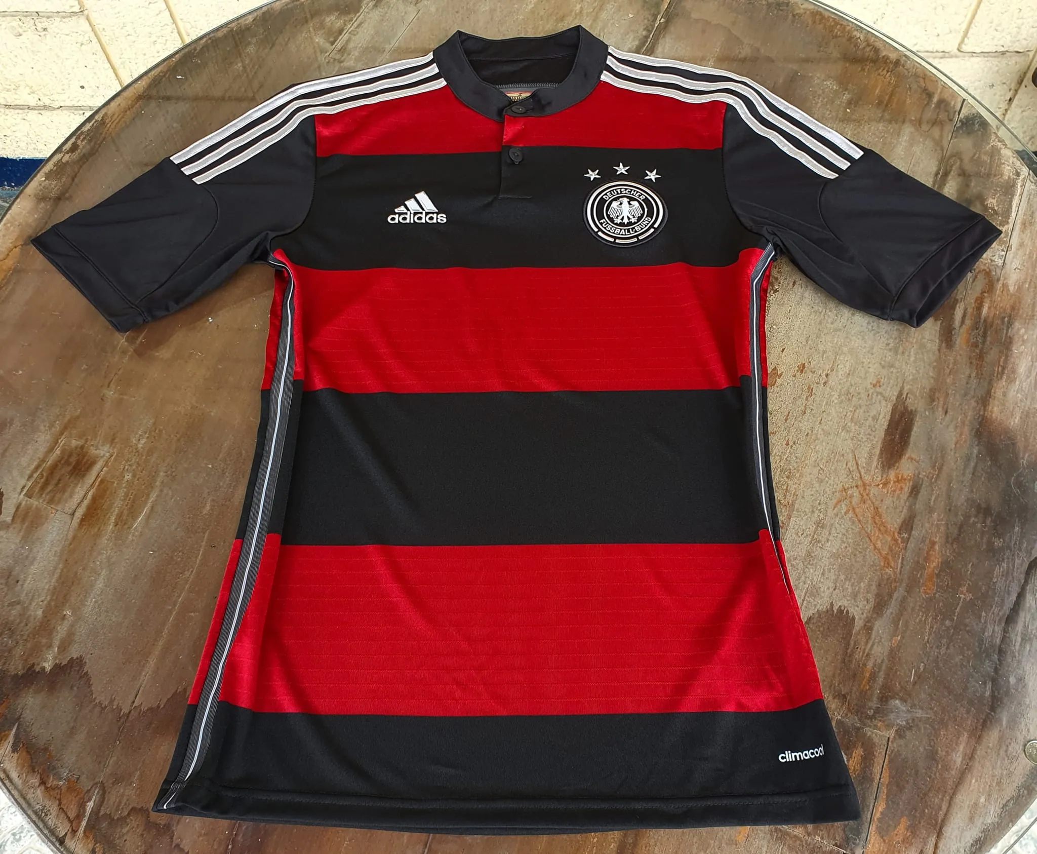 GERMANY 2014 WORLD CUP CHAMPION 4TH TITLE IN BRAZIL AWAY JERSEY ADIDAS CLIMACOOL SHIRT TRIKOT MEMORABILIA SMALL  SOLD OUT!!!