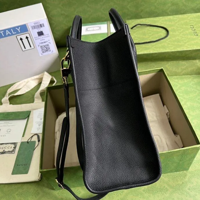 gg Small tote With gg Logo Black For Women 12.4in/31.5cm gg 674822 0E8IG 1000