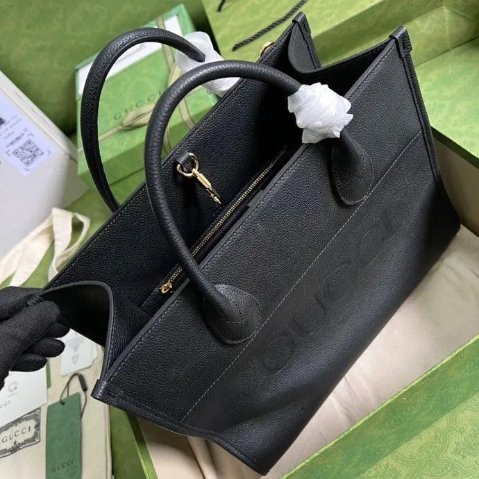 gg Small tote With gg Logo Black For Women 12.4in/31.5cm gg 674822 0E8IG 1000