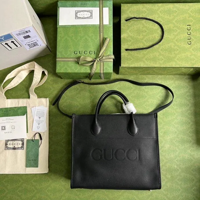 gg Small tote With gg Logo Black For Women 12.4in/31.5cm gg 674822 0E8IG 1000