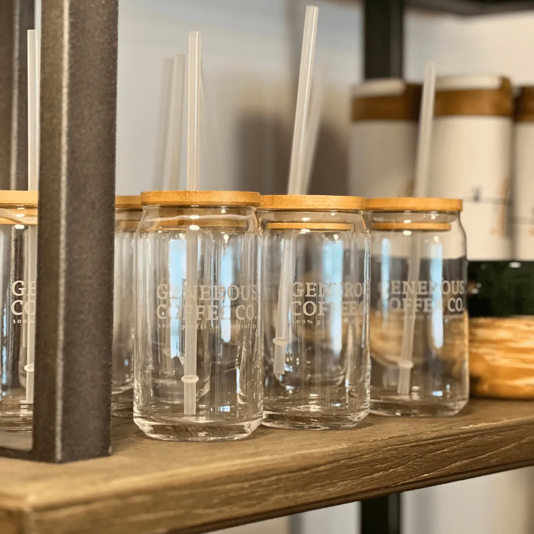 Glass Tumbler w/ Bamboo Lid   Logo