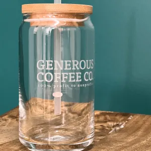 Glass Tumbler w/ Bamboo Lid   Logo