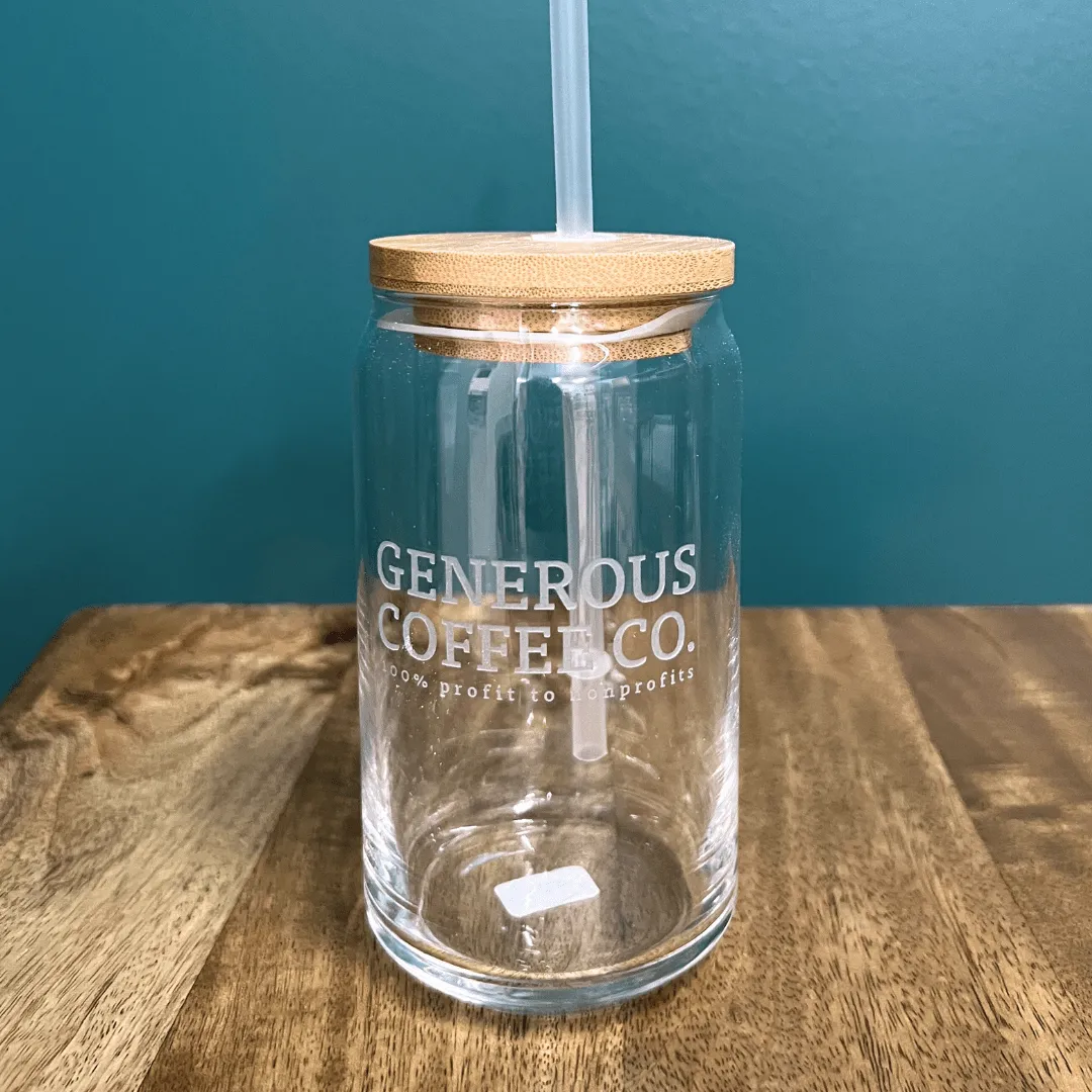 Glass Tumbler w/ Bamboo Lid   Logo