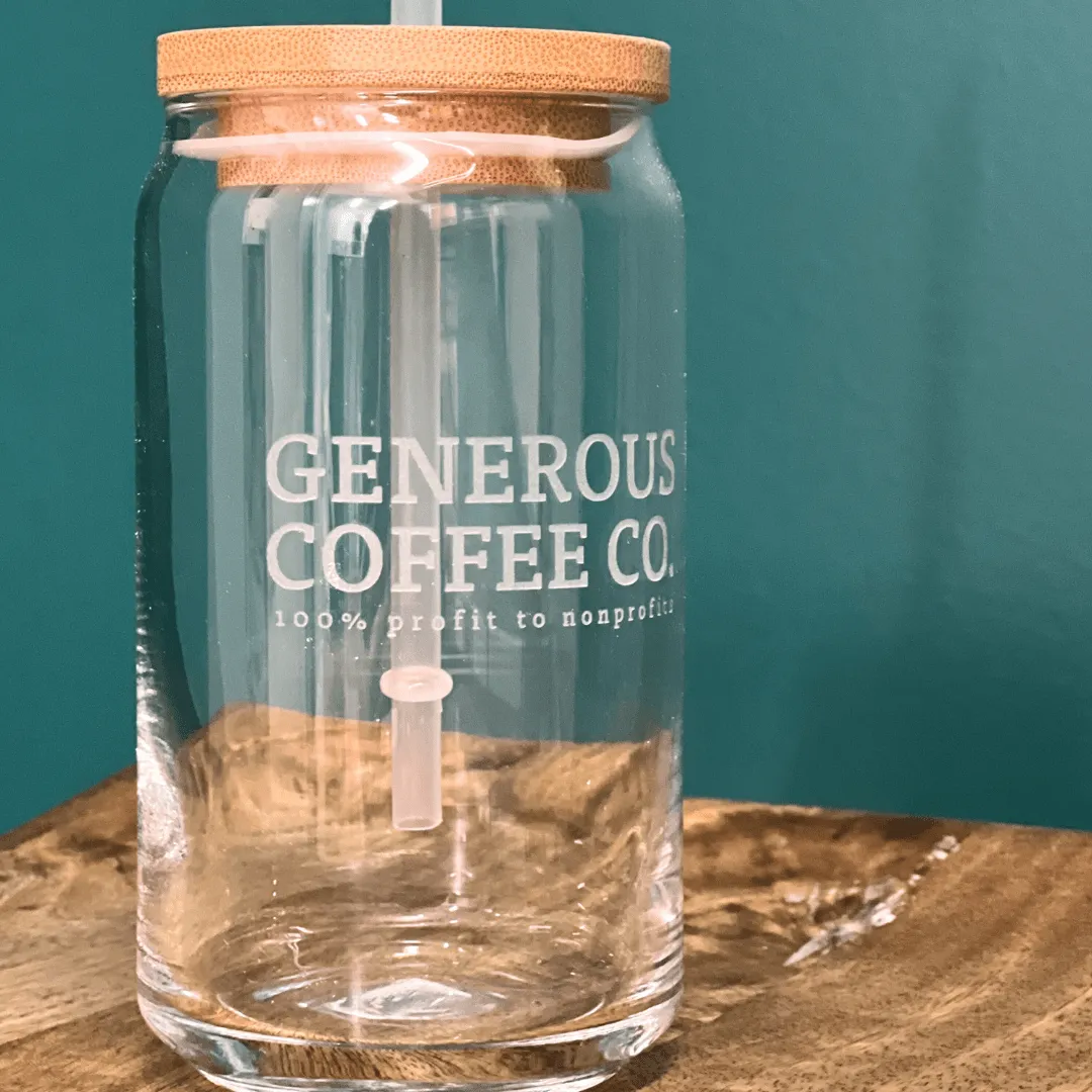 Glass Tumbler w/ Bamboo Lid   Logo