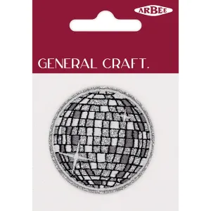 GLITTER PATCH DISCO BALL SILVER 60MM 1PC