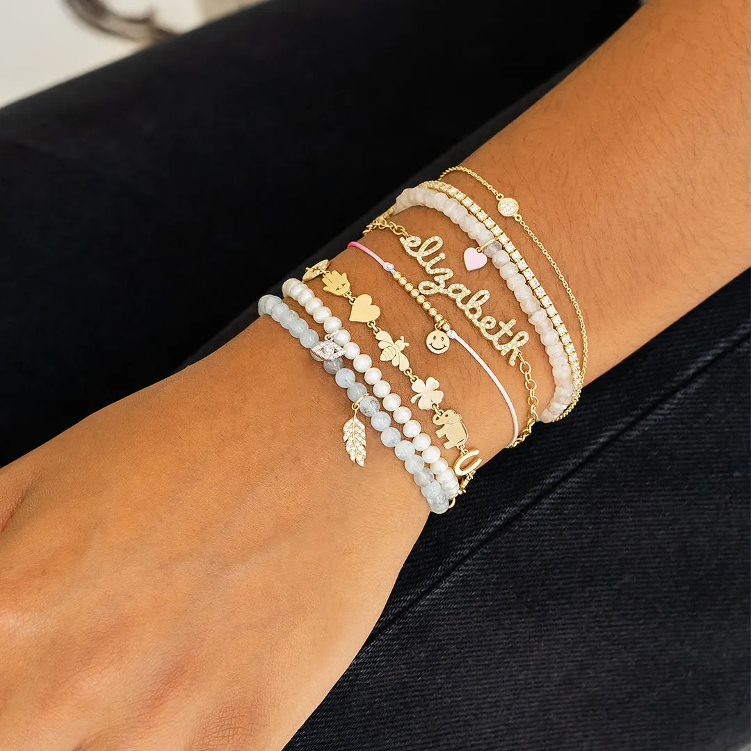Gold & Diamond Tiny Happy Face Cord Bracelet