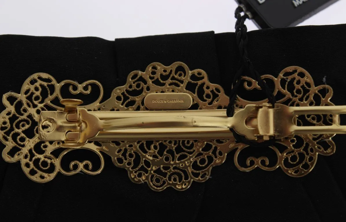 Gold Brass Sicily Baroque Clear Crystals Hair Clip