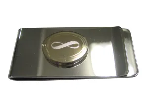 Gold Toned Etched Oval Mathematical Infinity Google Googol Symbol Money Clip
