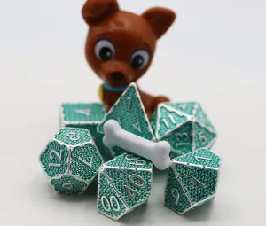 Grassy Paw Prints - Metal RPG Dice Set
