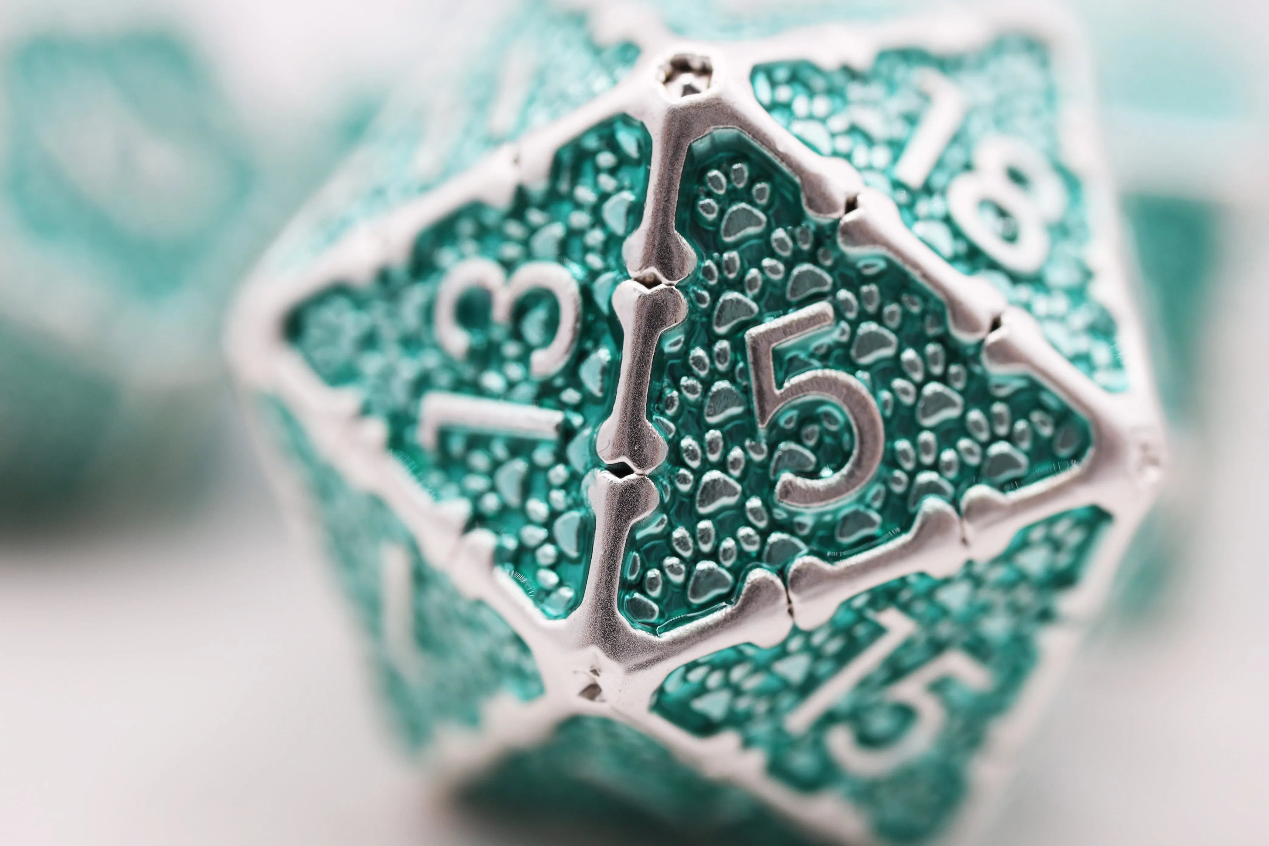 Grassy Paw Prints - Metal RPG Dice Set
