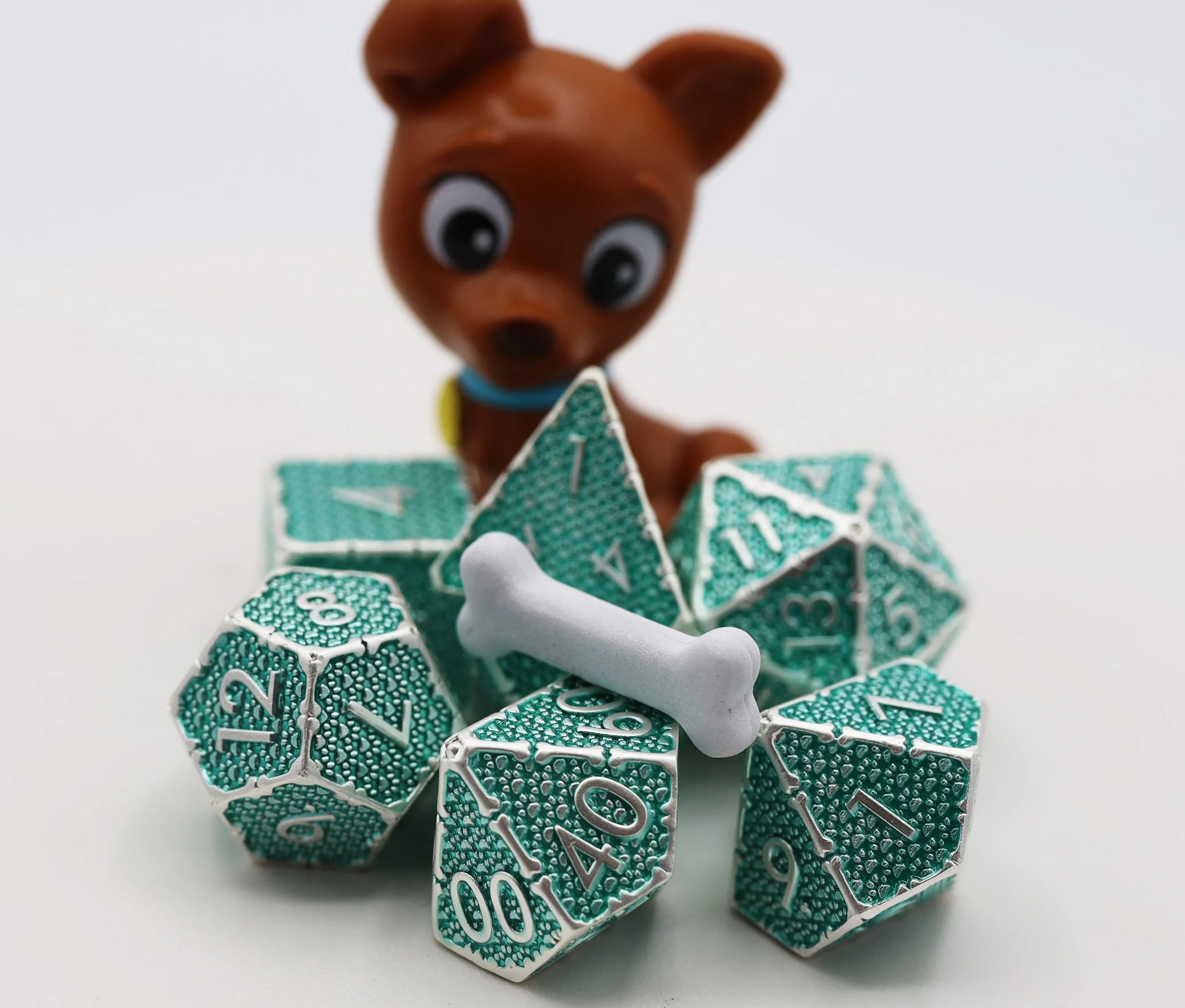 Grassy Paw Prints - Metal RPG Dice Set