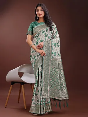 Green Linen Cotton Saree