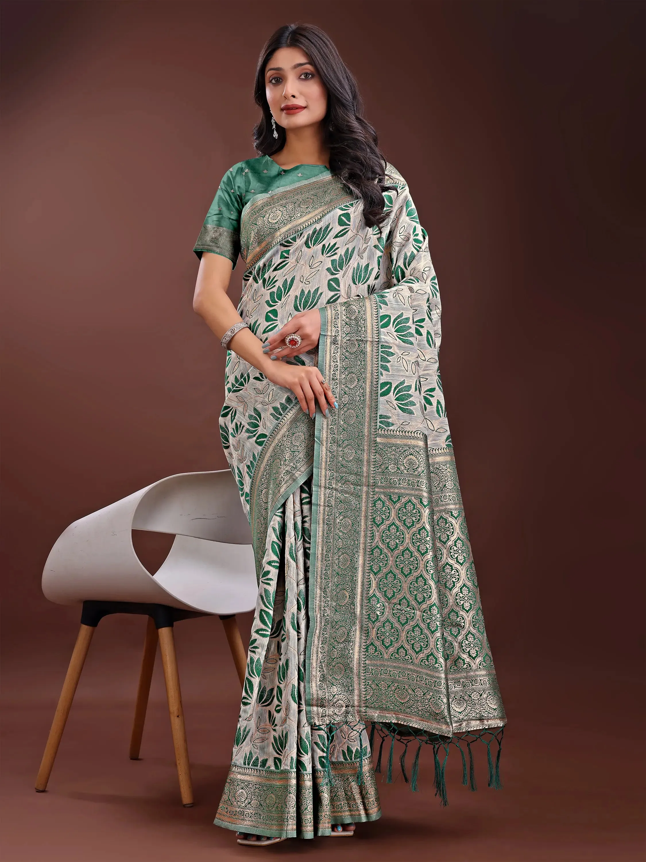 Green Linen Cotton Saree