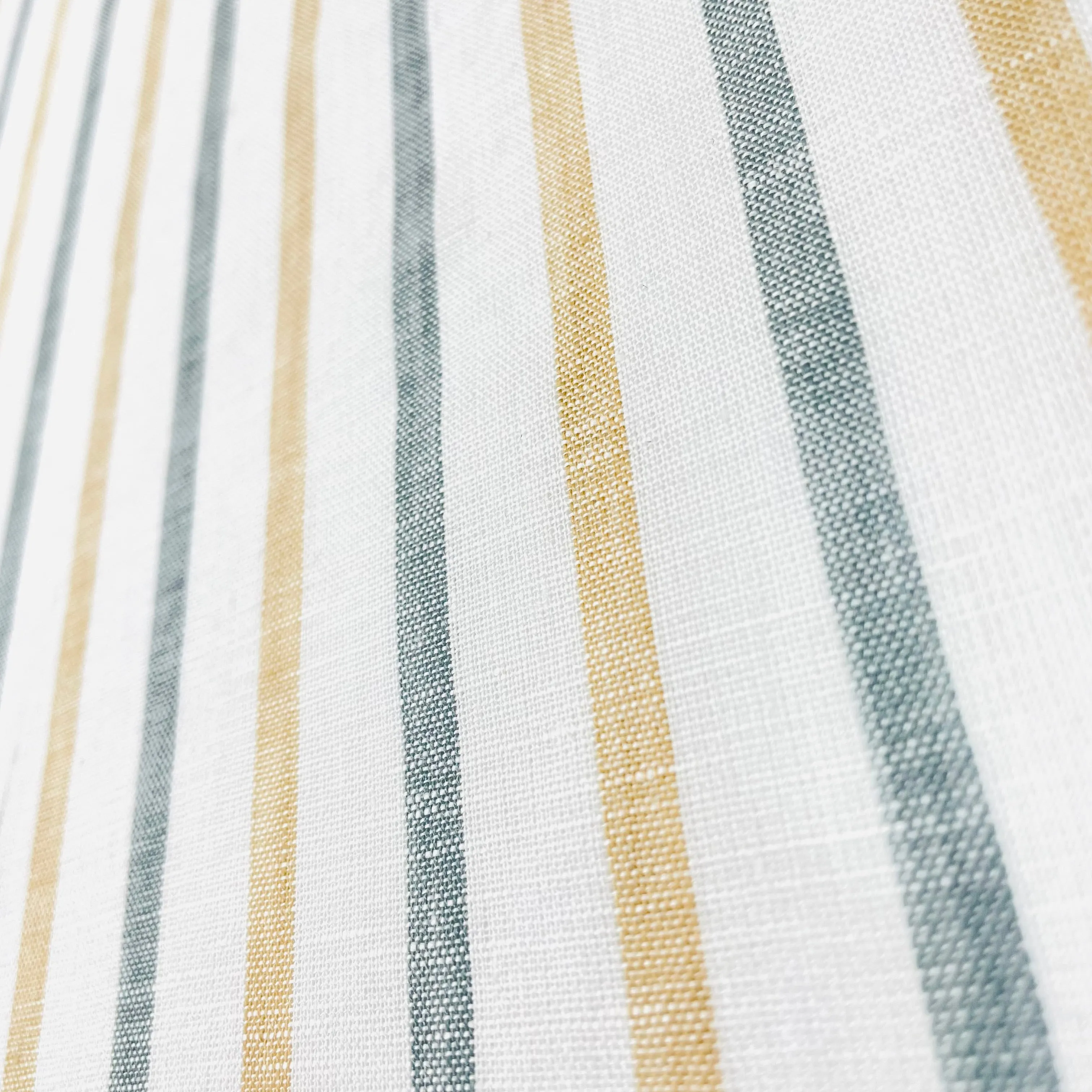 Green Yellow Striped 100% Natural Linen Fabric By The Yard/CL1045