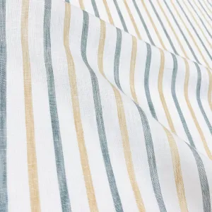 Green Yellow Striped 100% Natural Linen Fabric By The Yard/CL1045