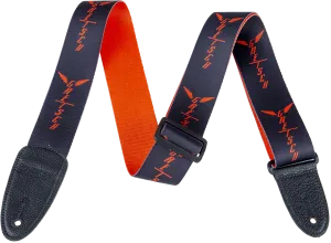 Gretsch® Wing Logo Pattern Strap, Black with Orange Logos