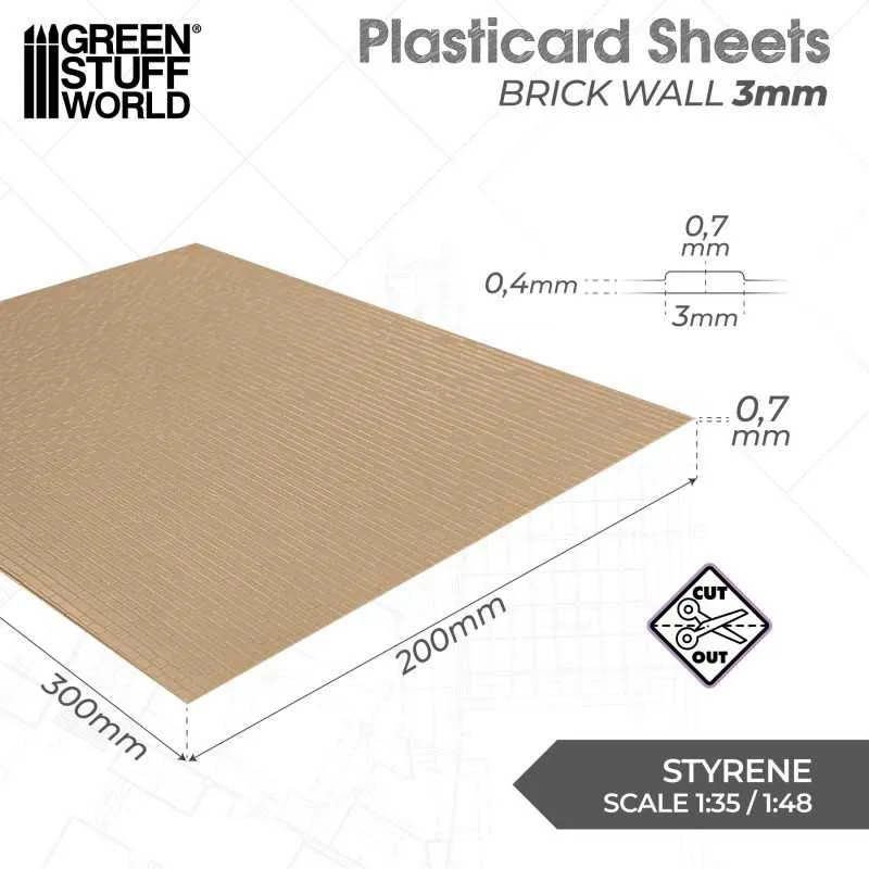 GSW Plasticard - Brick Walls 3mm