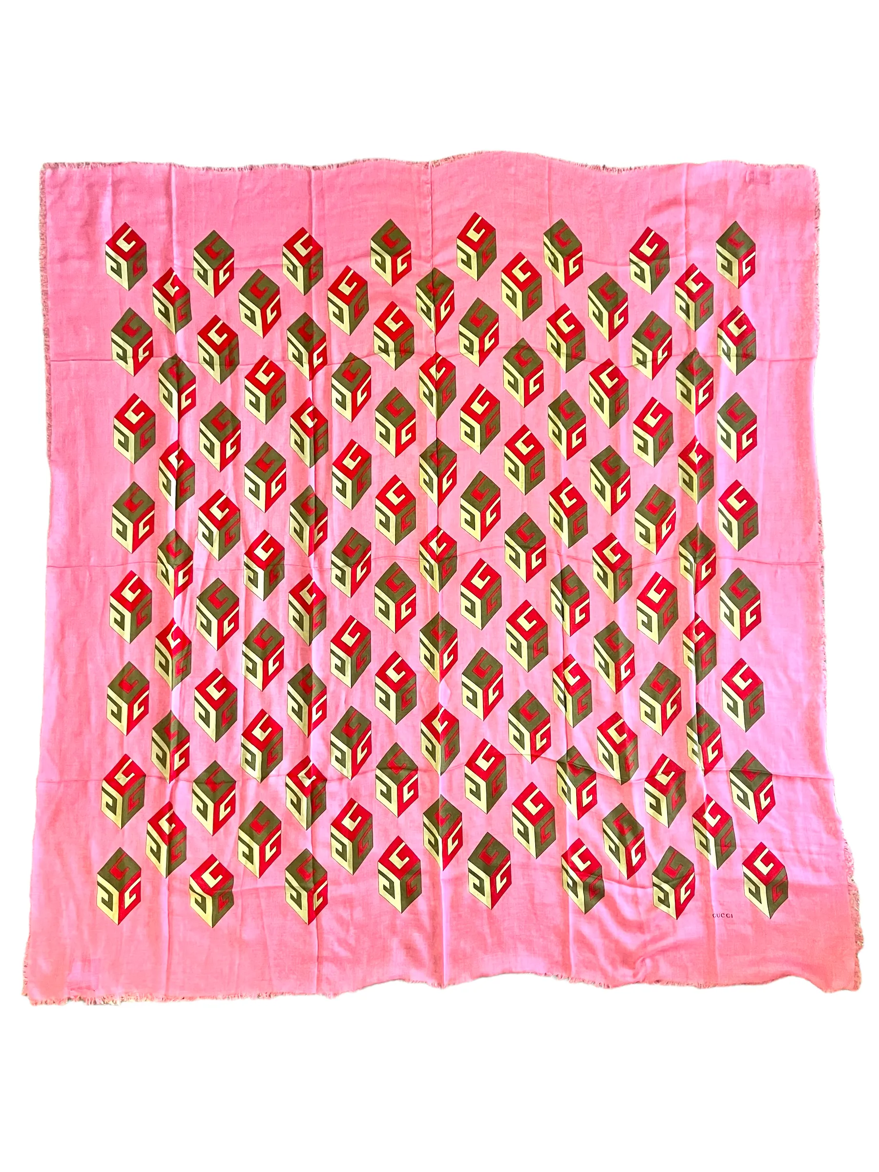 Gucci Pink Cubo Logo Scarf