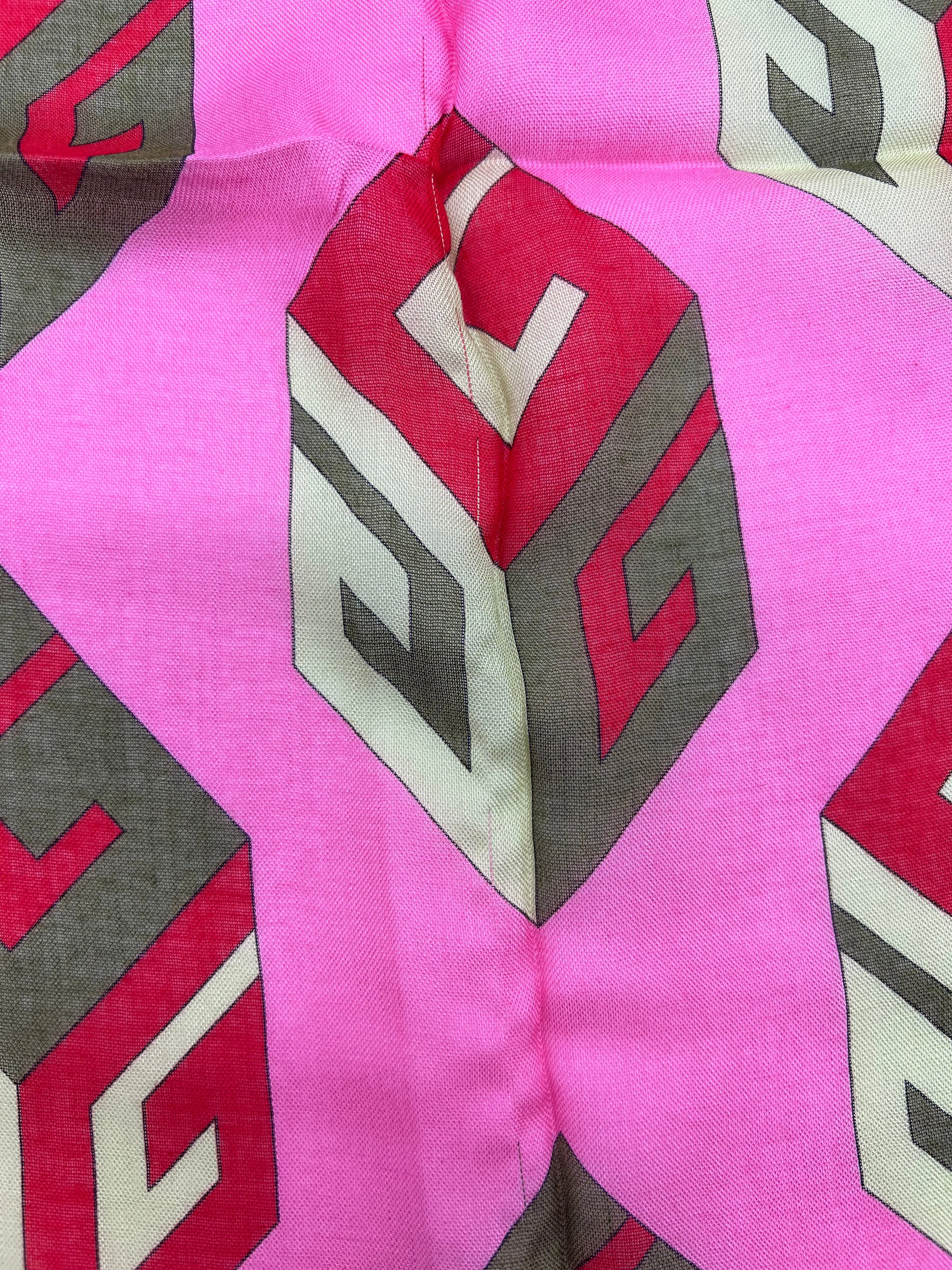 Gucci Pink Cubo Logo Scarf