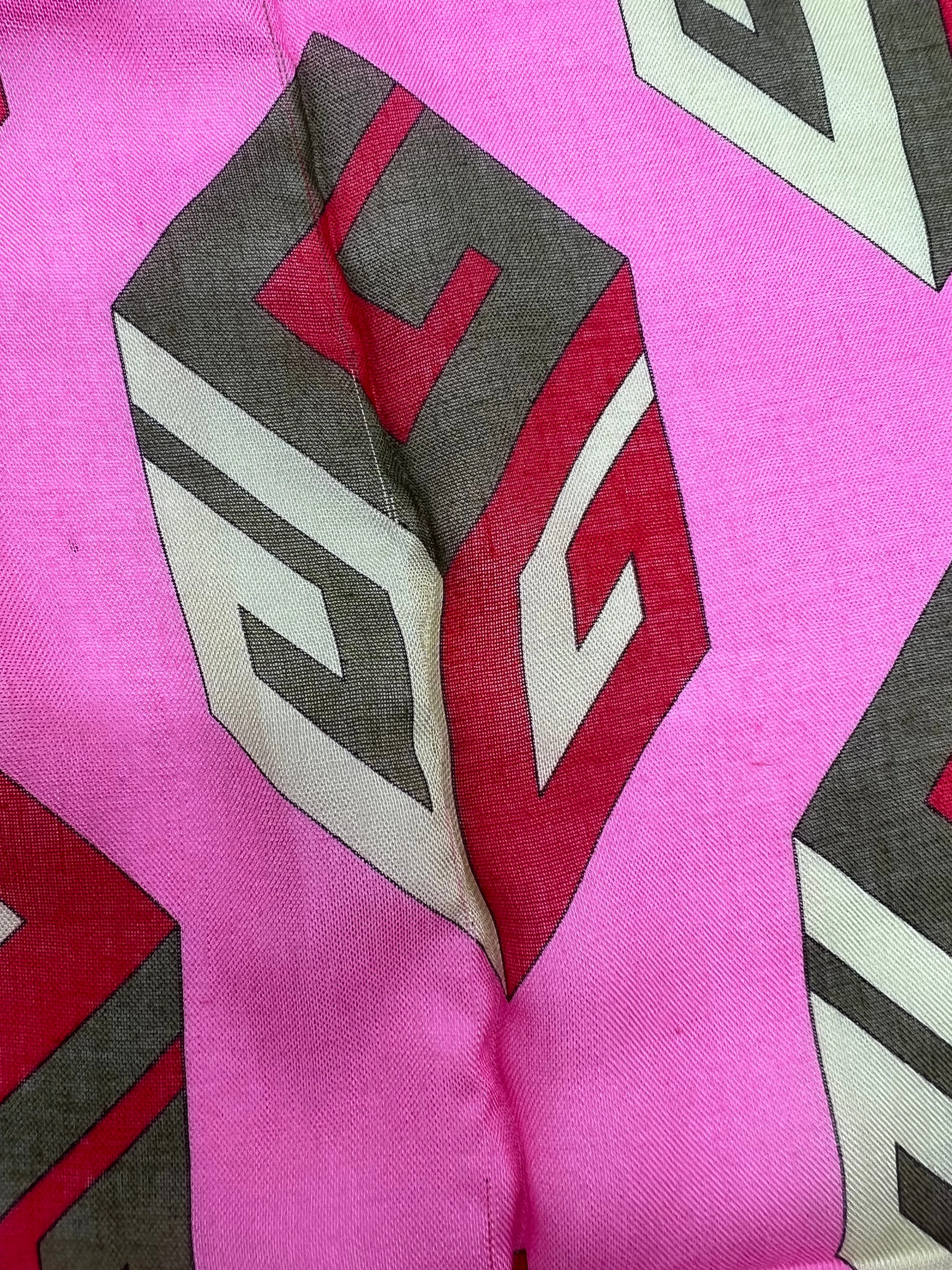 Gucci Pink Cubo Logo Scarf