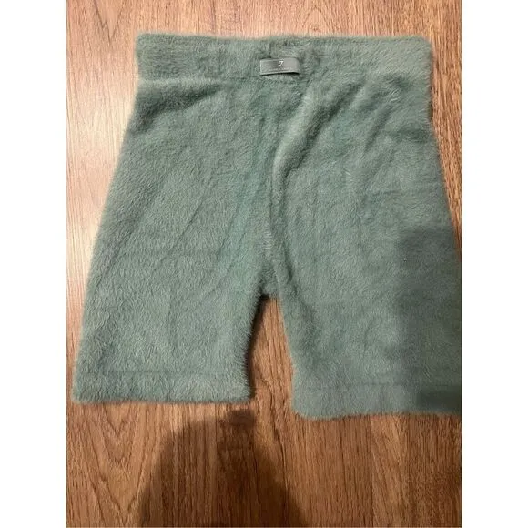 Gymshark x Whitney Simmons set green eyelash fuzzy knit bandeau top &amp; shorts Set