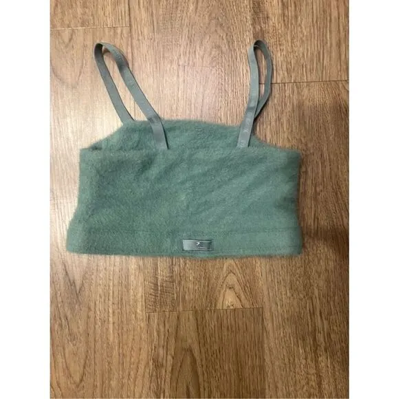 Gymshark x Whitney Simmons set green eyelash fuzzy knit bandeau top &amp; shorts Set