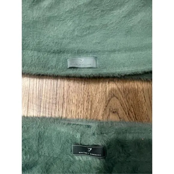Gymshark x Whitney Simmons set green eyelash fuzzy knit bandeau top &amp; shorts Set