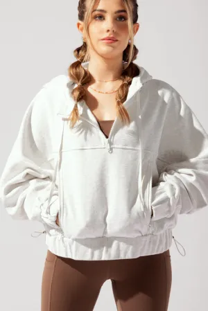Half Zip Warm Up Hoodie - Light Heather Grey by POPFLEX®