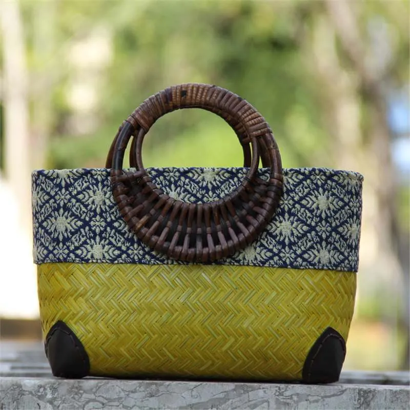 Handmade Rattan Straw Woven Tote Bag