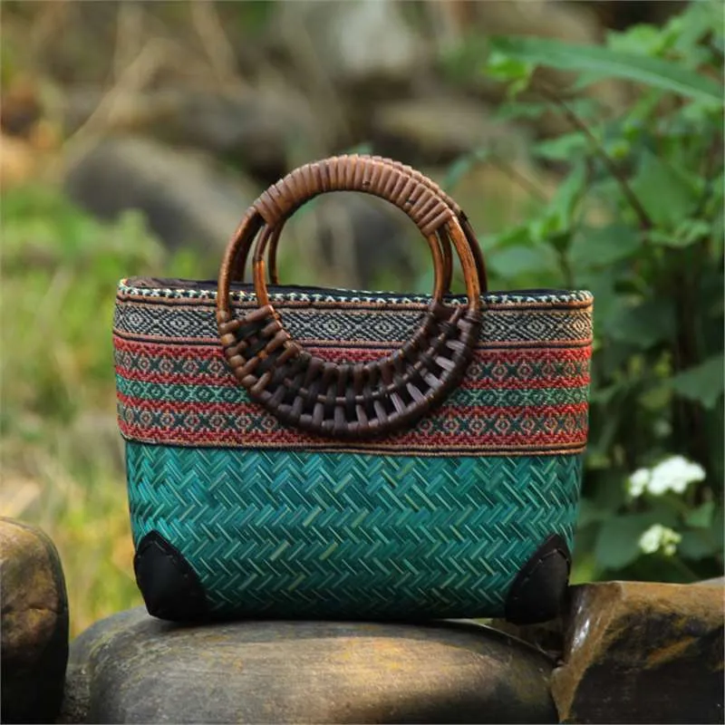 Handmade Rattan Straw Woven Tote Bag
