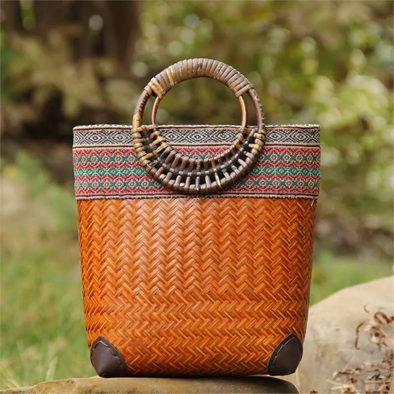 Handmade Rattan Straw Woven Tote Bag