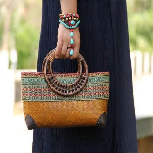 Handmade Rattan Straw Woven Tote Bag