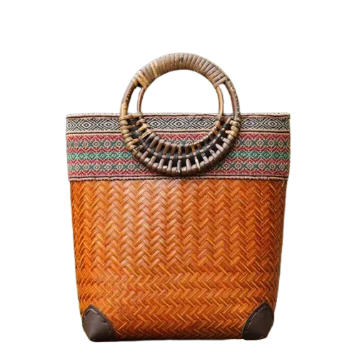 Handmade Rattan Straw Woven Tote Bag