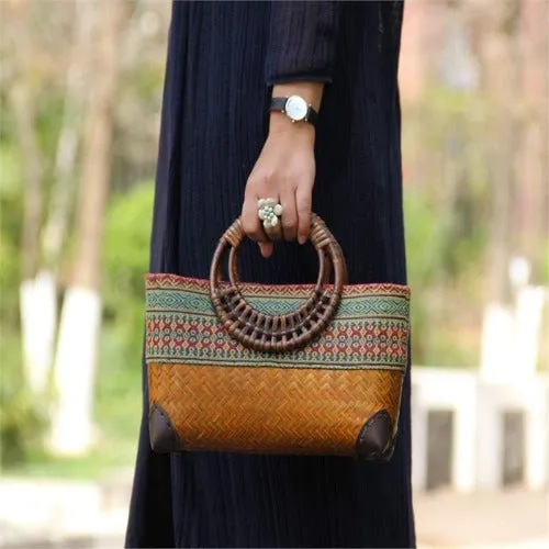 Handmade Rattan Straw Woven Tote Bag