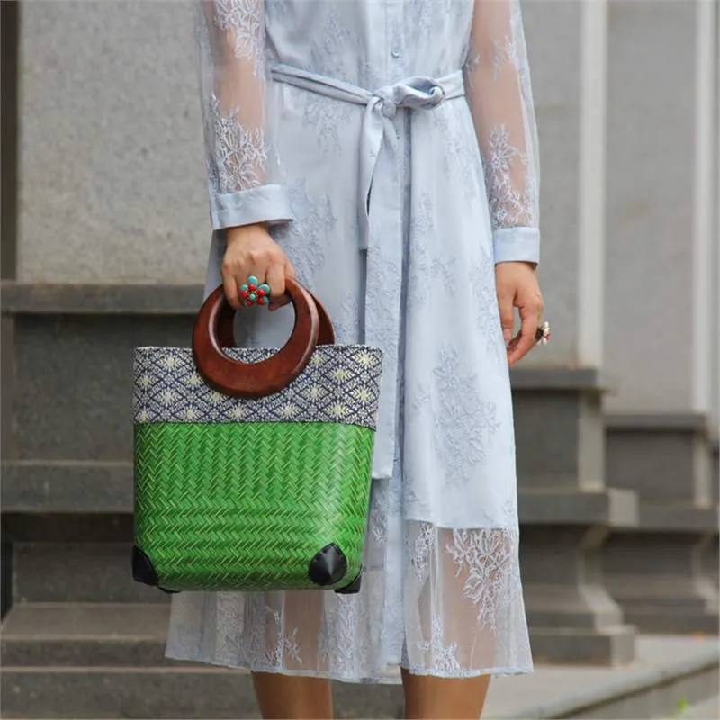 Handmade Rattan Straw Woven Tote Bag