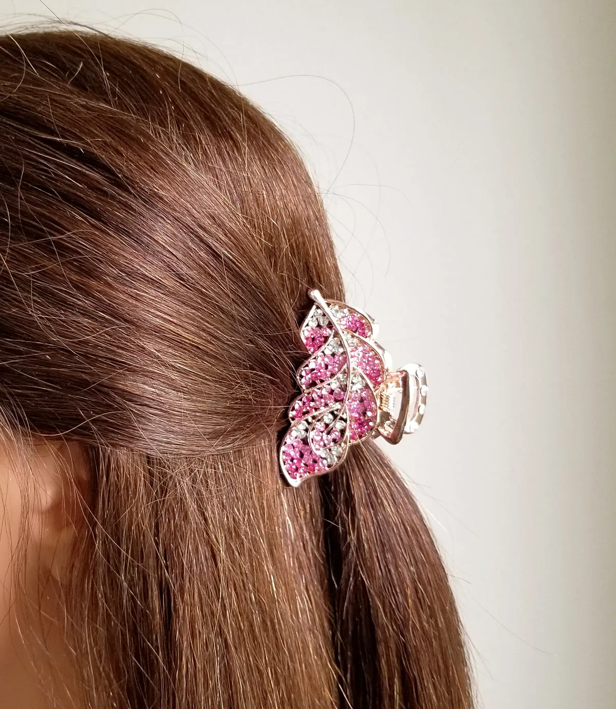 HAPPY000005 HC - L   6cm Leaf Shape Claw Hair Clip (Blue and pink colors)